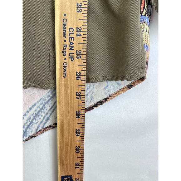 John Mark Women's Size Small Tan 1/4 Zip Long Sleeve Boho Print on Back Shirt - Picture 5 of 6